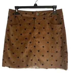 Umgee lightweight brown skirt with black hearts size M